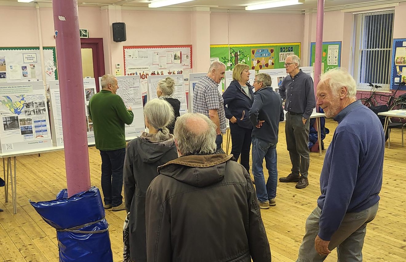 People attending the flood plan exhibition